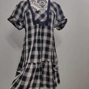 Zara Basic Checkered T shirt Casual Spring Dress